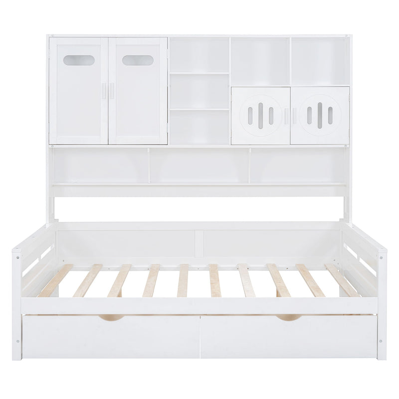 Daybed With All-In-One Cabinet And Shelf