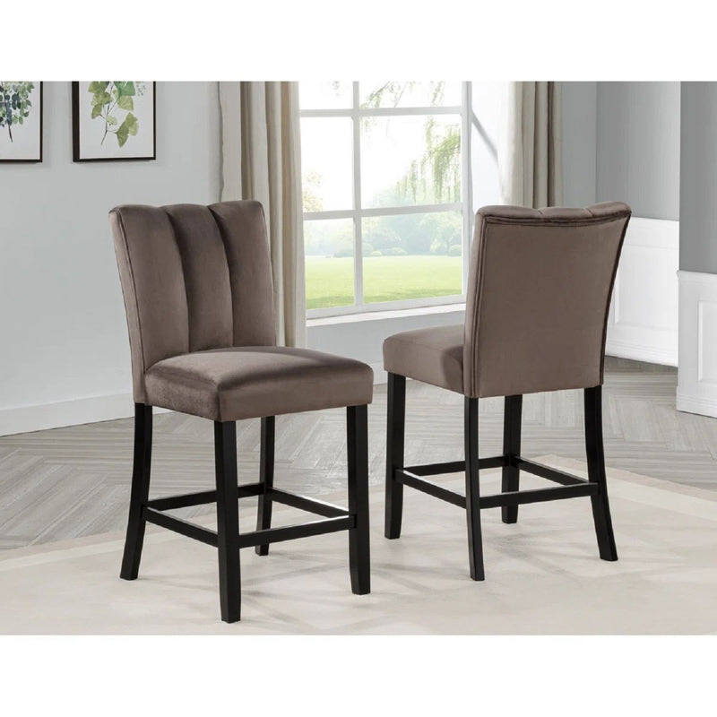 Upholstered Counter Height Chair For Dining Room (Set of 2) - Black / Brown