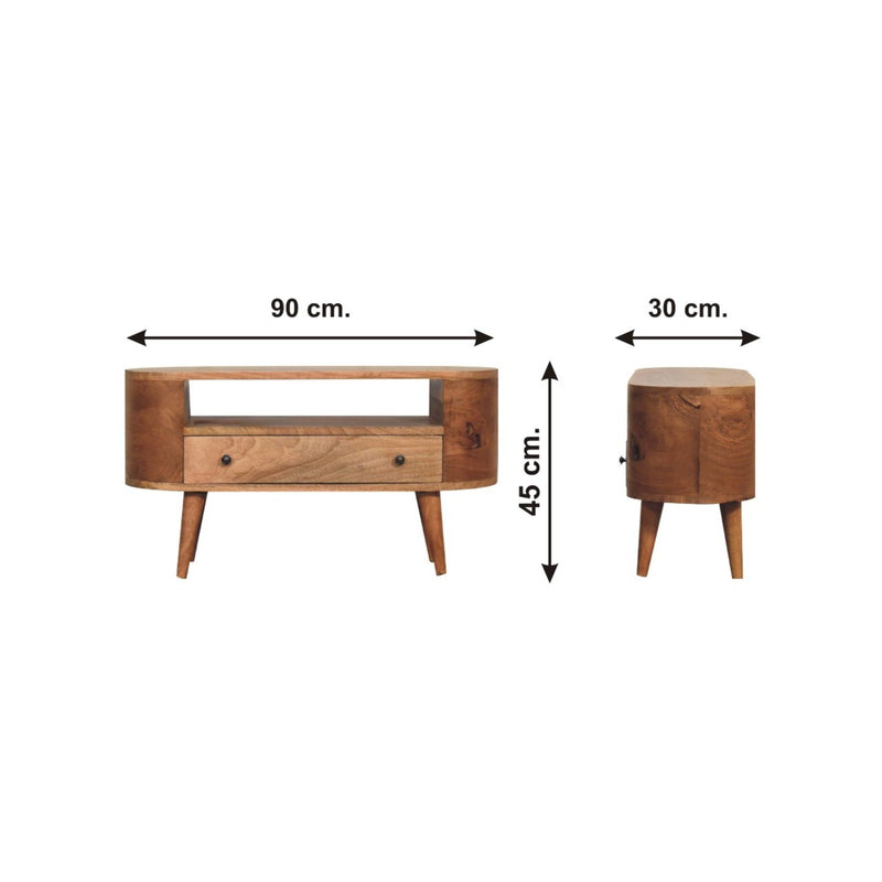 Modern Mini Rounded Entertainment Unit - Oak
