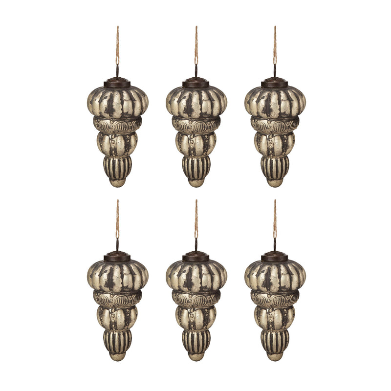 Tear Drop Ornament, Glass Decorative Hanging Christmas Tree Ornaments For Holiday Party Decorations (Set of 6) - Silver