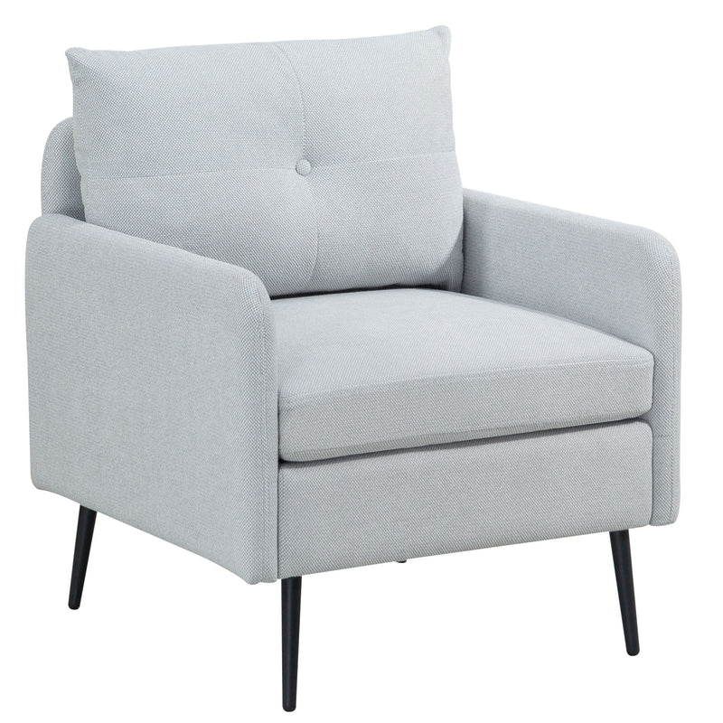 Contemporary Accent Chair With Metal Legs, Comfy Fabric Armchair