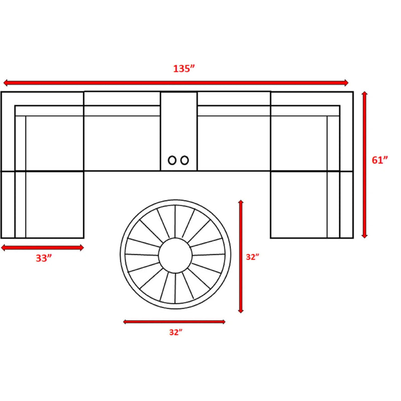 Wicker Outdoor Lounge Set With Cushions And Fire Pit