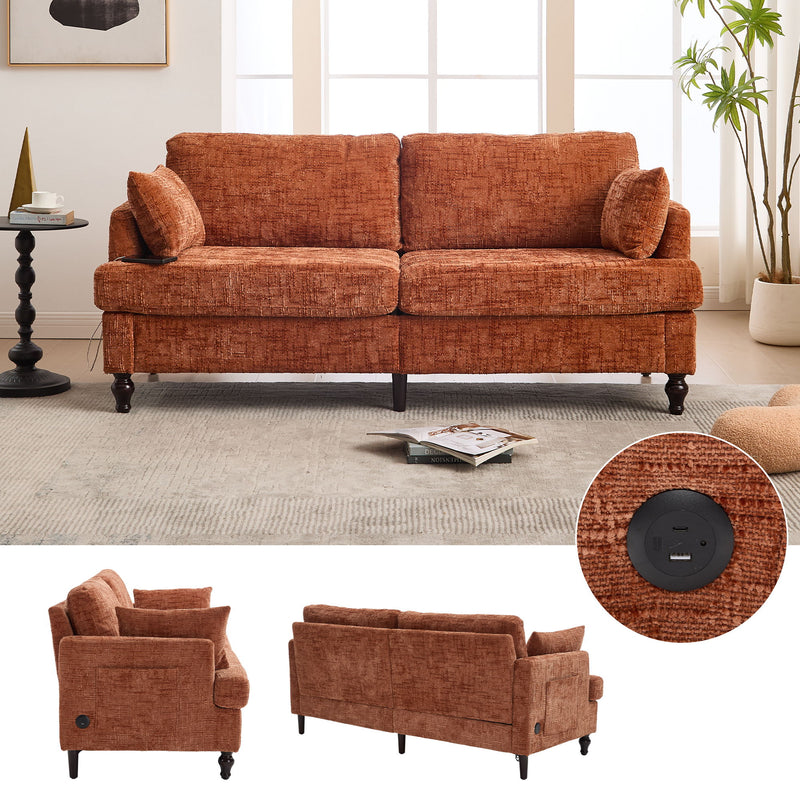 2 Seater Sofa With LED Light, USB Charging Port, And Storage Bag