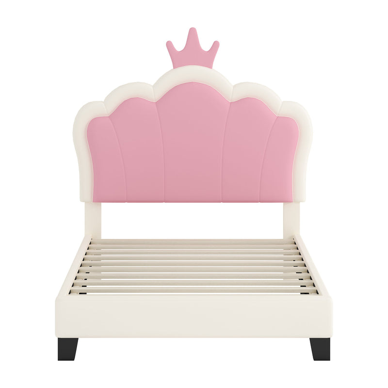 Upholstered Princess Platform Bed With Crown Headboard