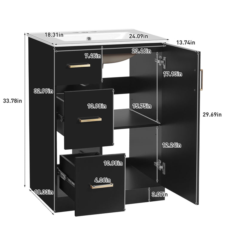 Bathroom Vanity With Under Mount Sink, 2 Drawers And Soft Closing Door