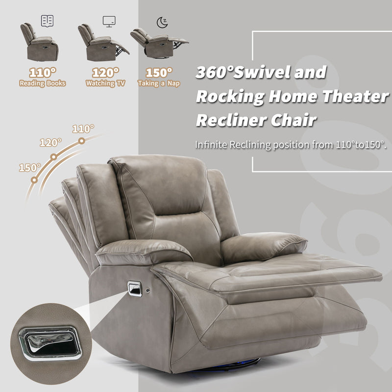 2 Seater Home Theater Recliner Manual Recliner Chair With A LED Light Strip Two Cup Holders And A Storage Box For Living Room