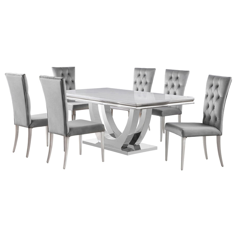 Kerw - 7 Piece Rectangular Dining Table Set - Gray