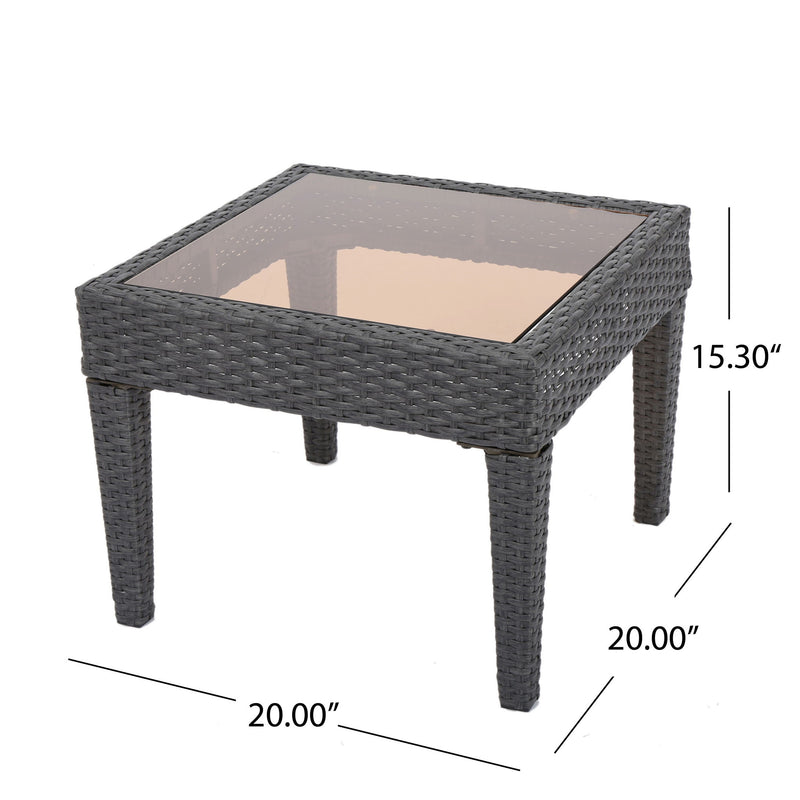 Outdoor Antibes Wicker Side Table, Accent Table - Gray