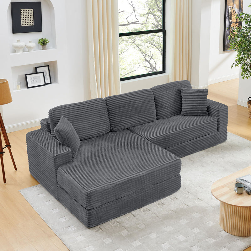 Modern Minimalist L Shape Modular Sectional Sofa, Couch
