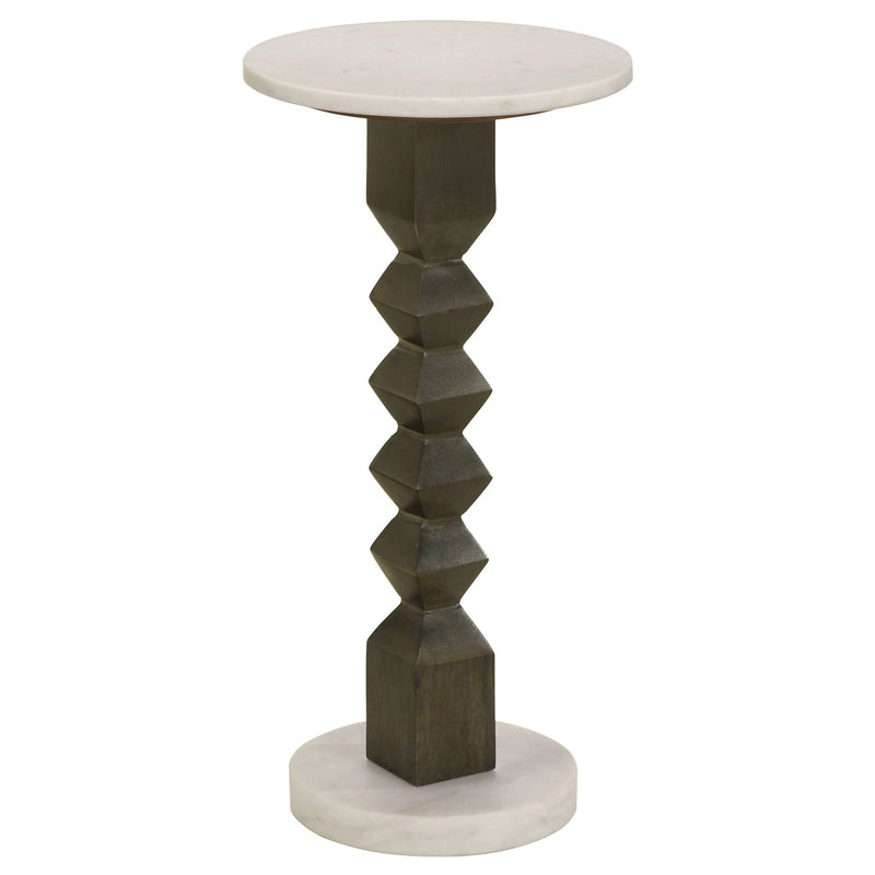 Selena - Round Side Table - White / Gray