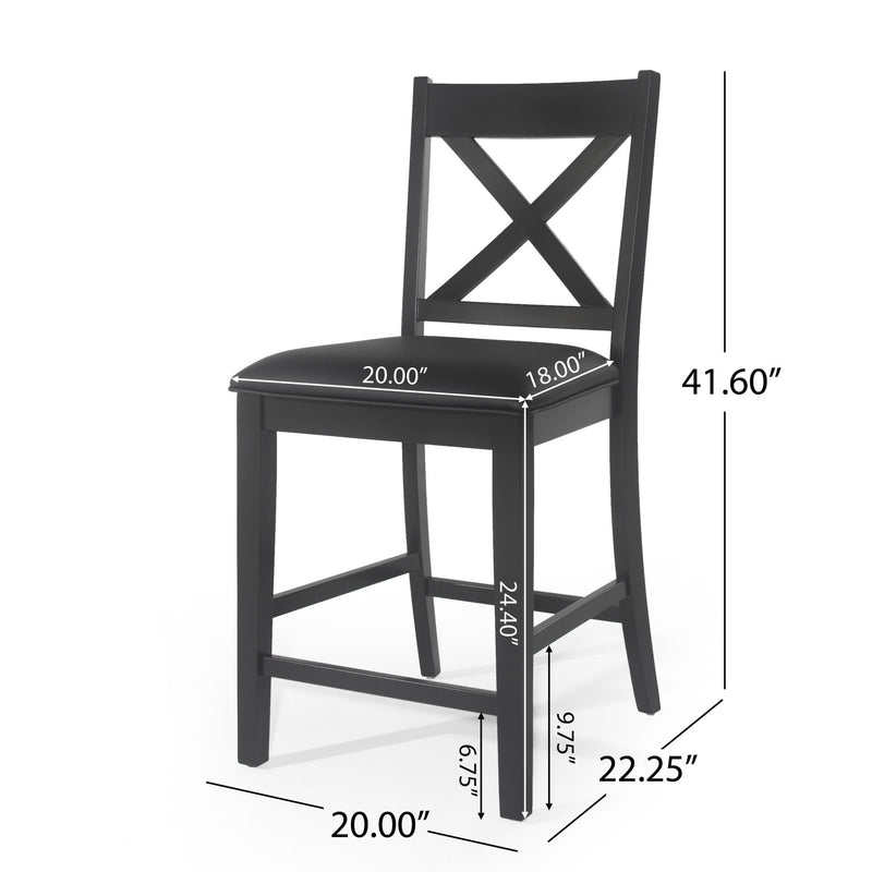 Farmhouse Style Counter Height Chair With Upholstered Seat