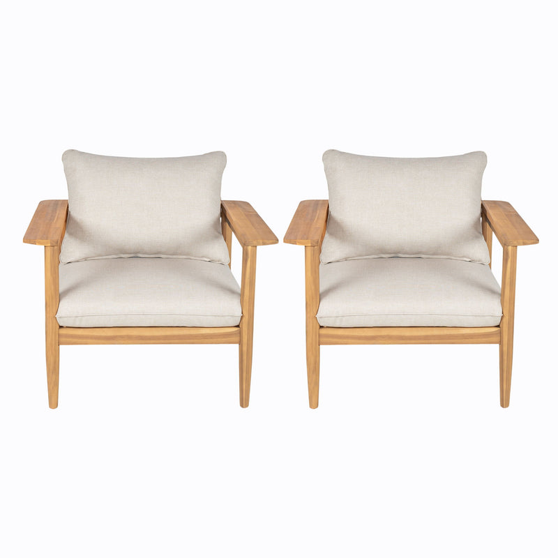 Terassi - Outdoor Lounge Chair (Set of 2) With Cushions - Beige / Light Teak