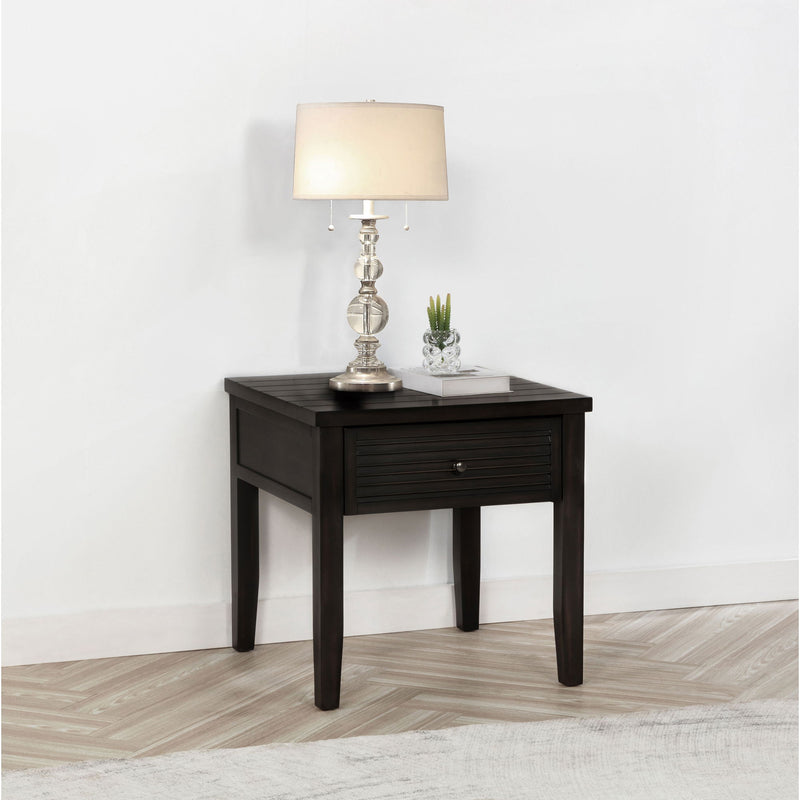 Sutter - 1 Drawer Square End Table - Dark Brown