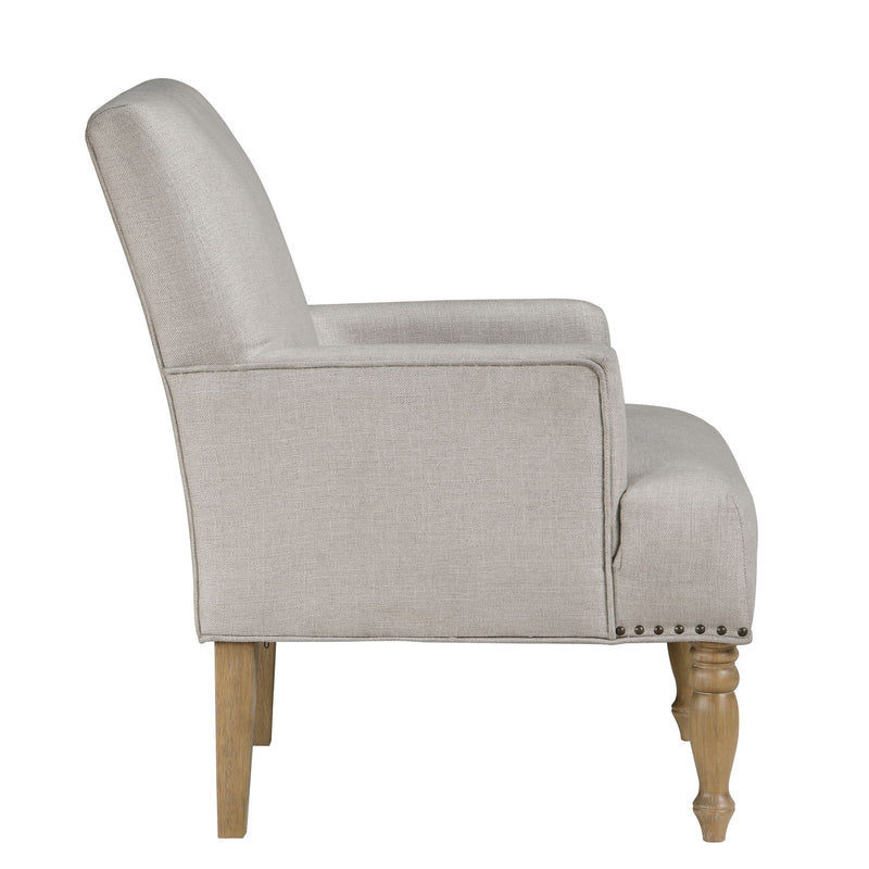Alice - Upholstered Arm Chair With Nailheads - Beige