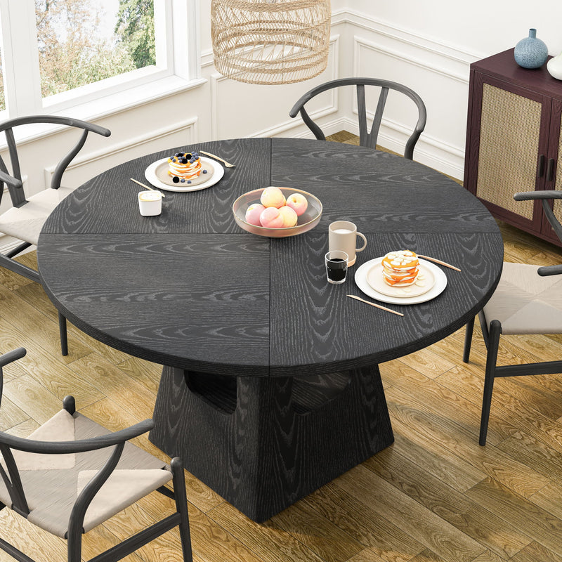 Farmhouse Round Dining Table With Storage Base