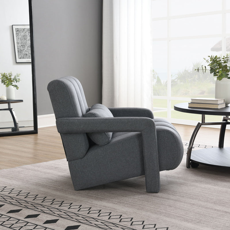 Modern Upholstered Accent Chair, Comfortable Fabric With A Pillow For Living Room