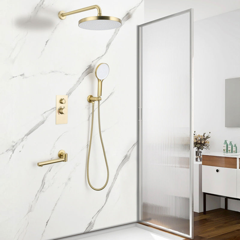 10" Shower System Set With Control Valve And Overhead Shower