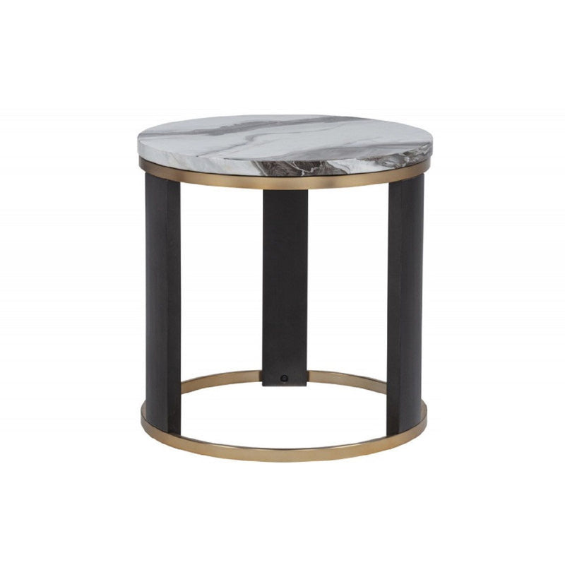 Round End Table For Living Room - Gold / Brown