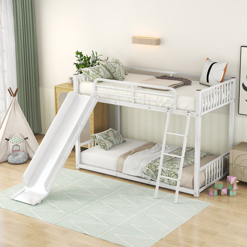 Metal Bunk Bed With Slide, Durable Steel Frame