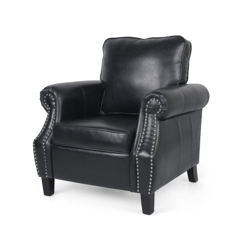 Contemporary Club Chair With Nailhead Trim And Rolled Armrests