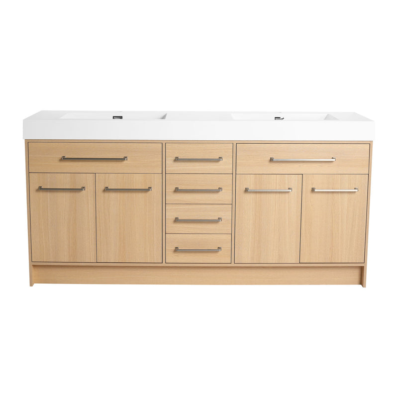 Freestanding Bathroom Vanity With Resin Sink, Soft-Closing Doors And Drawers