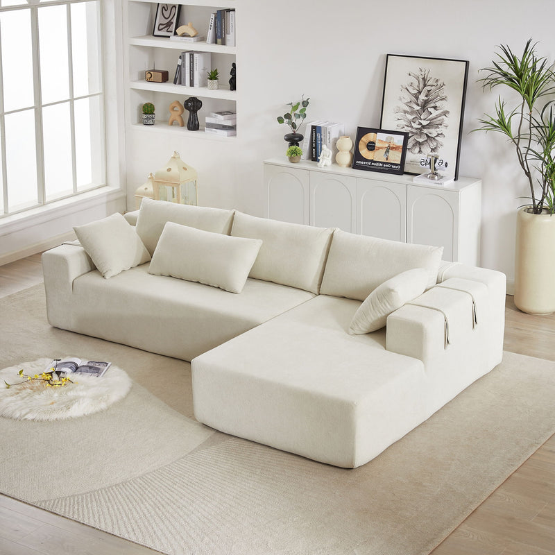 Modern Upholstered Sectional Sofa Couch Set With 6 Pillows, Free Combination