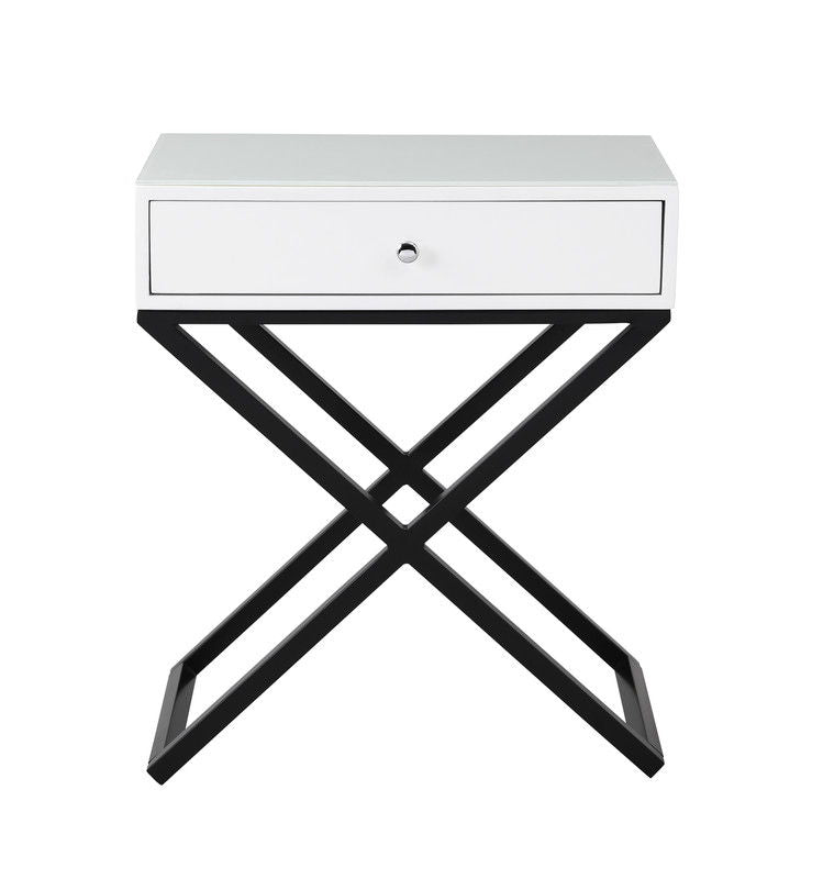 Koda - End Side Table Nightstand, Drawer And Cross Base