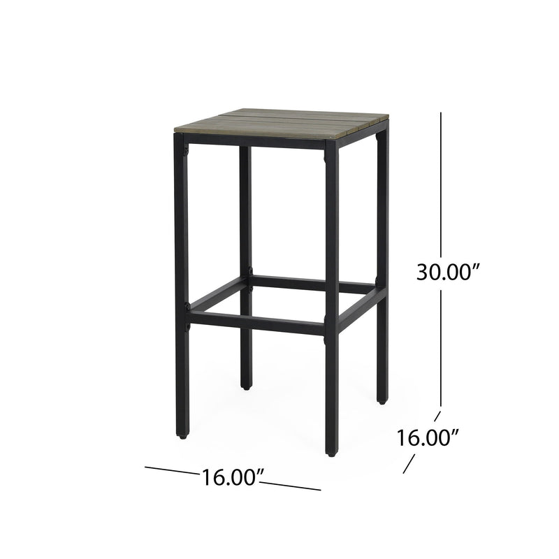 Outdoor Bar Stool With Slat Design And Metal Frame (Set of 2)