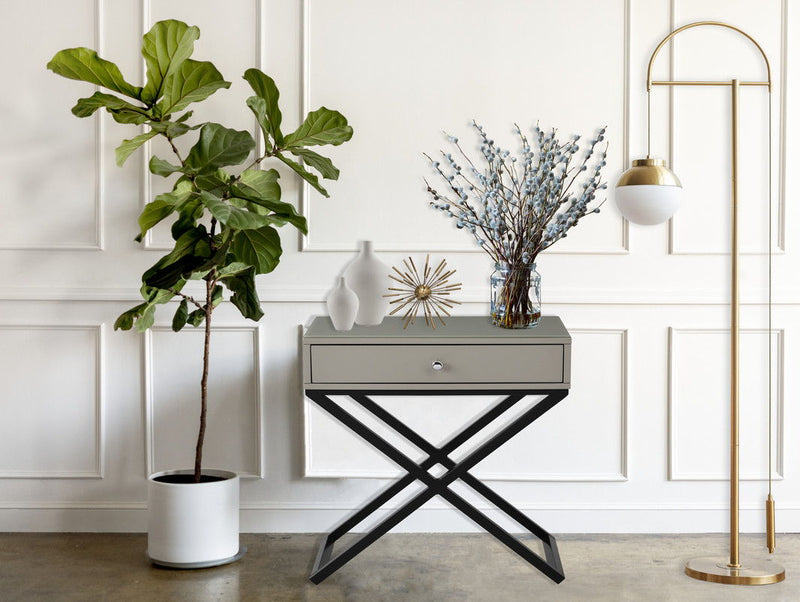 Koda - End Side Table Nightstand, Drawer And Cross Base