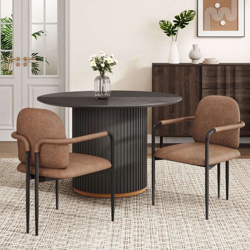Modern Dining Chair Set With Durable Iron Frame And Comfortable Fabric Upholstery