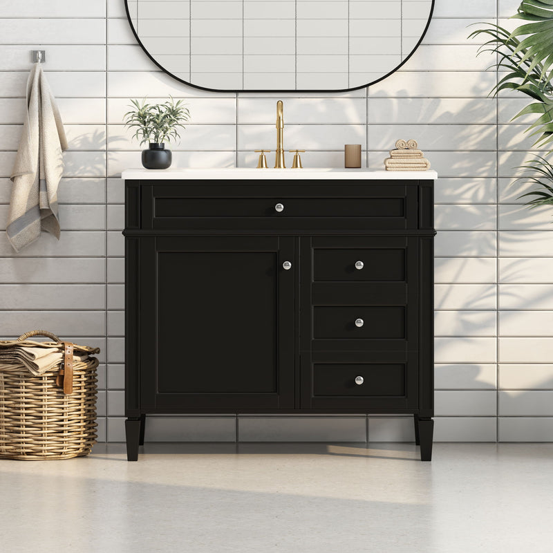 Bathroom Vanity With 2 Drawers And Tip-Out Drawer, Storage Cabinet