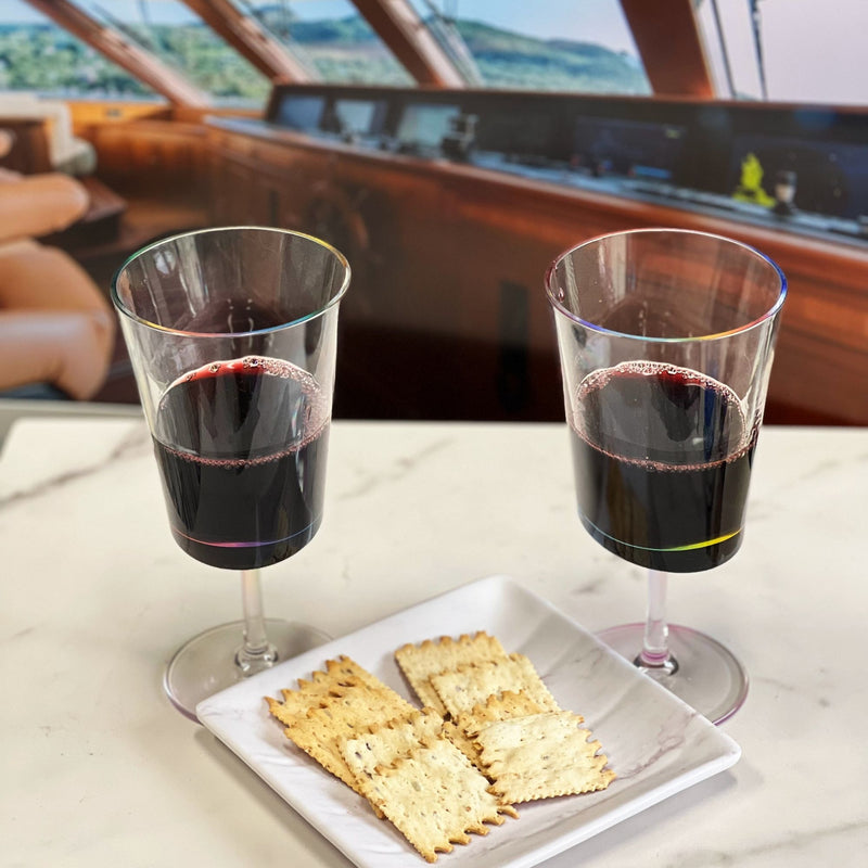 Halo Leadingware Oval Plastic Wine Glasses (Set of 4), Unbreakable Bpa Free Acrylic, 12Oz - Clear