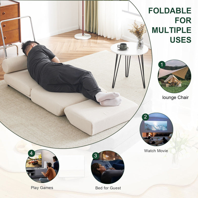Foldable Single Chair Sofa Bed With Pillow, Easy To Store, Breathable And Wearable