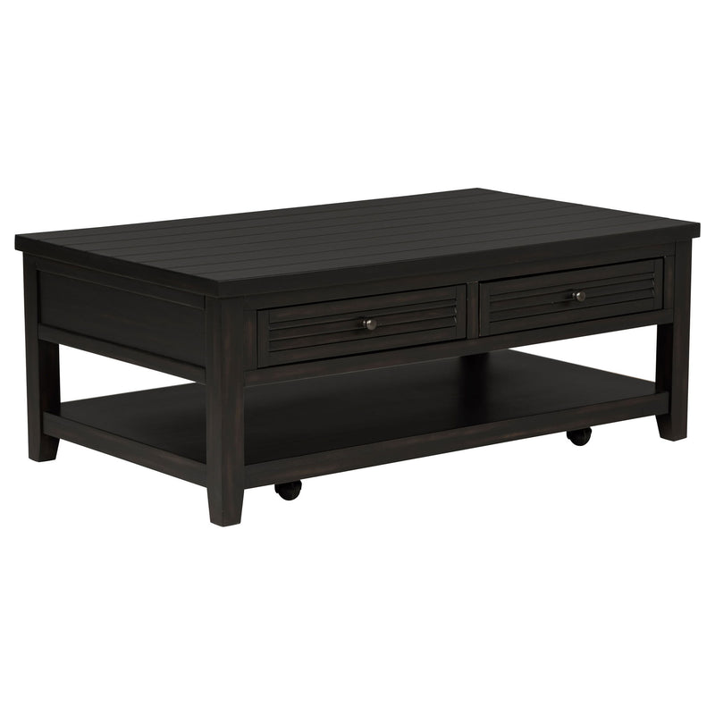 Sutter - 2 Drawer Rectangular Coffee Table - Dark Brown
