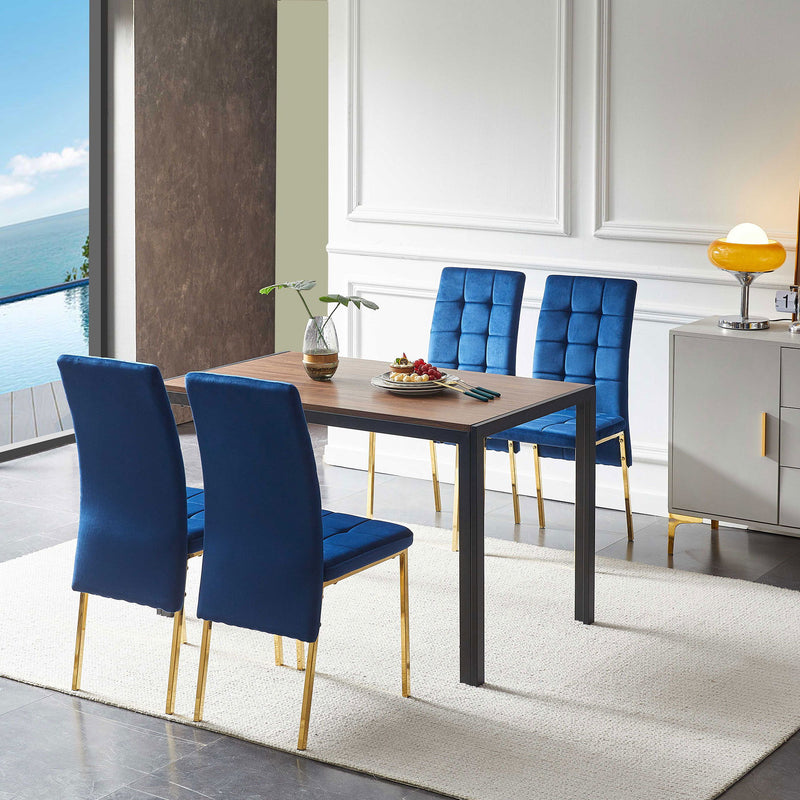 5 Pieces Dining Set Including High Back Color Legs Nordic Dining Chair & Creative Design Dining Table