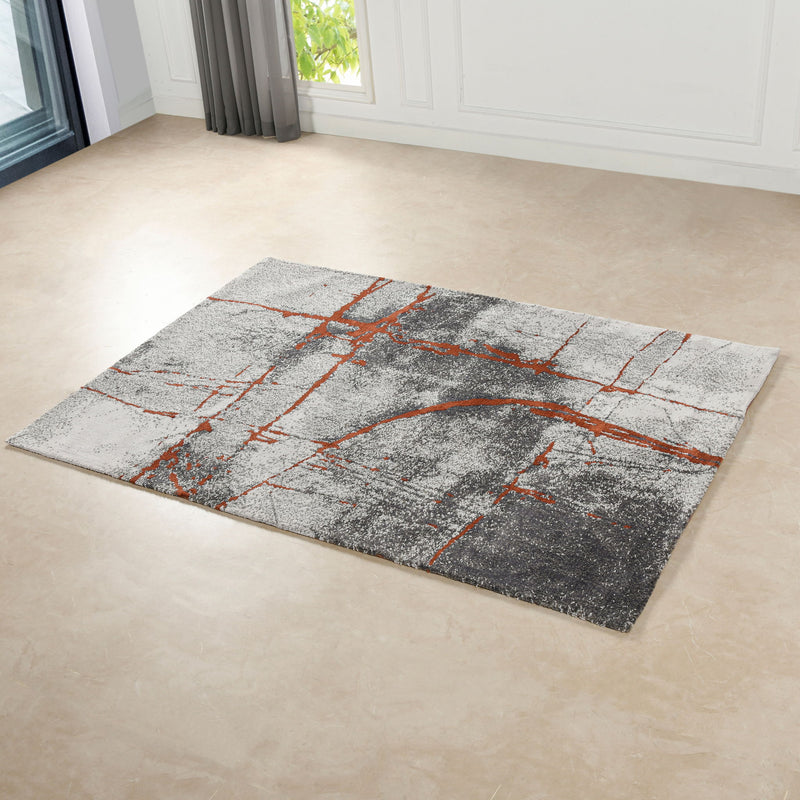 Quarry - 5' X 6.5' Abstract Area Rug - Gray / Orange