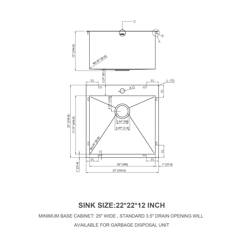 Stainless Steel Drop In Kitchen Sink, Topmount