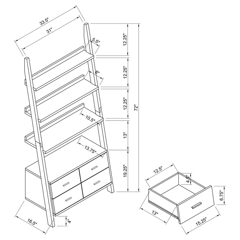 Blackburn - 3 Piece Ladder Bookshelf Set With Modular Design - Cappuccino