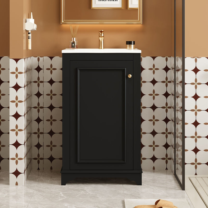 Bathroom Vanity With Sink, Freestanding Single Cabinet Set, Soft Close Door, Adjustable Shelf