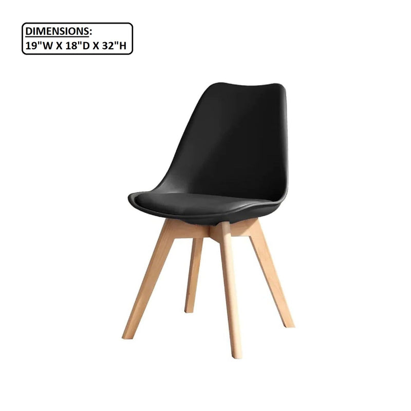 Padded Seat Cushions Home Kitchen Side Chair (Set of 2) - Black