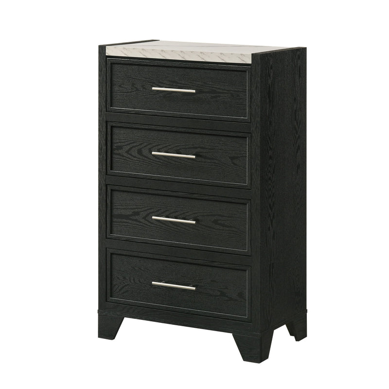1 Piece 4 Drawers Tall Chest Bedroom Furniture - Black / White