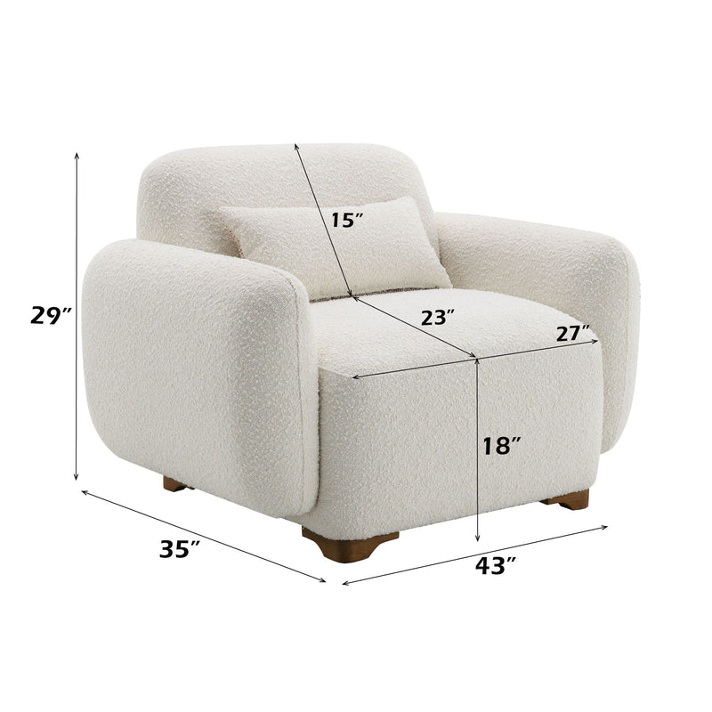 Darius - Boucle Accent Chair With 1 Toss Pillow - Beige