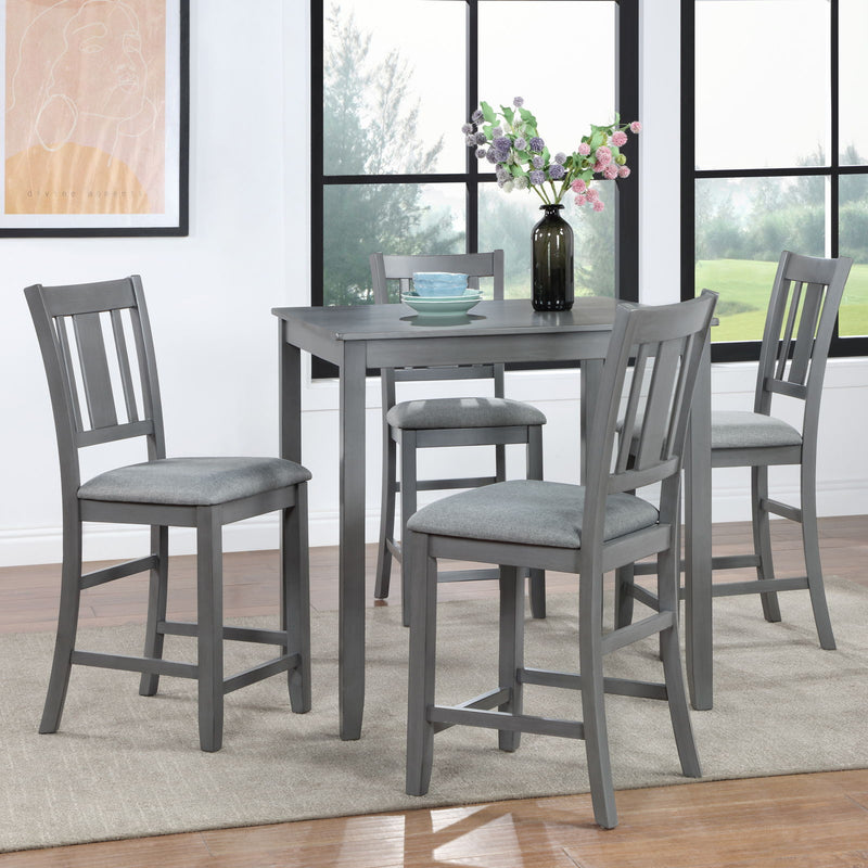 5 Pieces Dining Table Set, Counter Height Kitchen Table Set With Square Table And 4 Upholstered Chairs