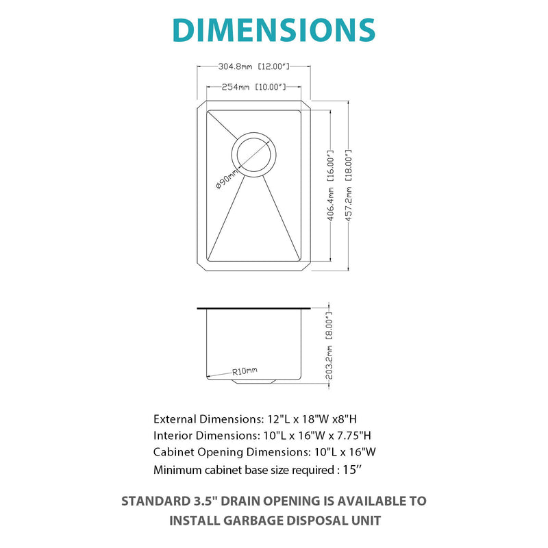 Undermount Steel Kitchen Sink, Deep Single Bowl Basin