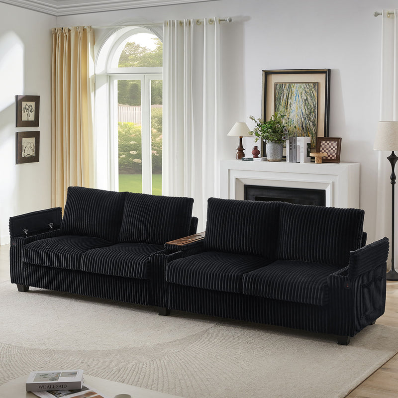 Modern 4 Seater Sofa Couch With USB Ports And Hidden Storage