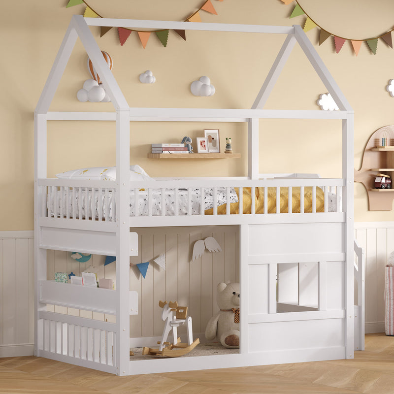 House Bed With Built-In LED Shelf Light