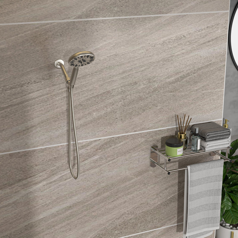 Multi Function Adjustable Hand Shower 7 Function Hand Shower, Wall Mounted - Brushed Nickel