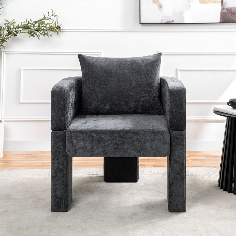 Modern 3 Leg Accent Chair With Ergonomic Arms & Removable Pillow