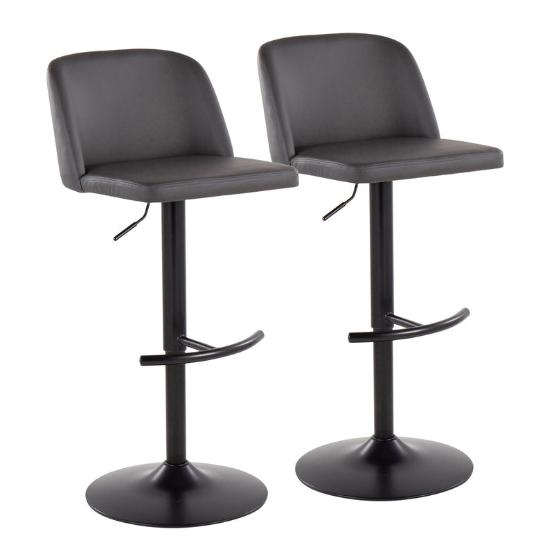 Toriano - Contemporary Adjustable Bar Stool With Rounded T Footrest (Set of 2)