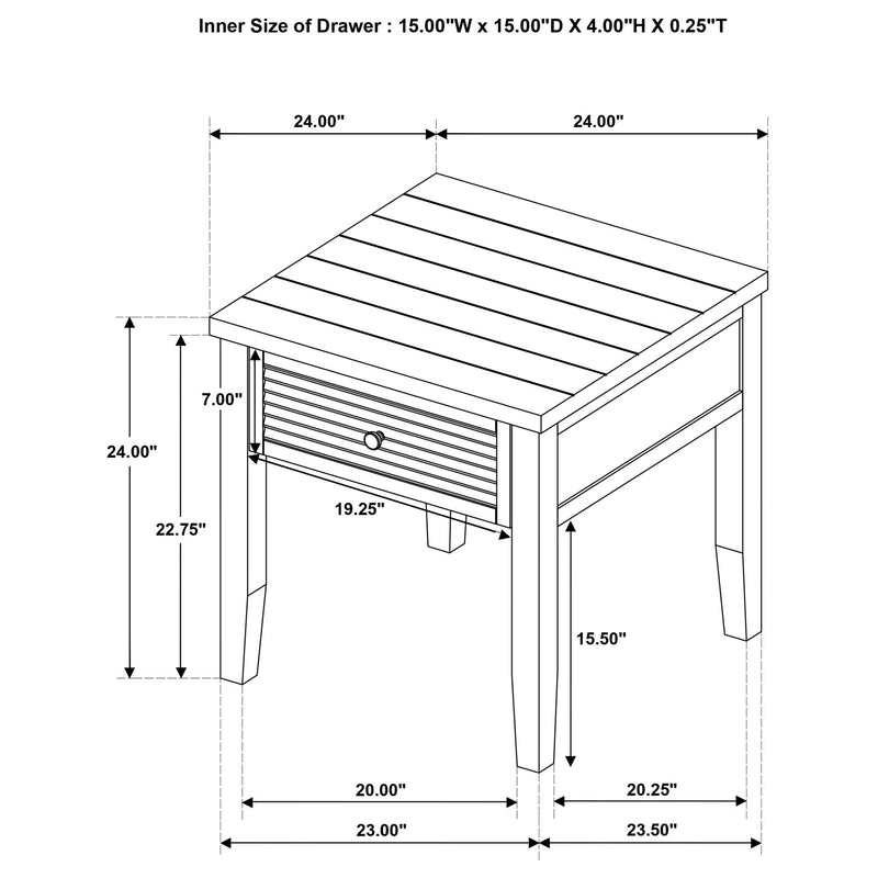 Sutter - 1 Drawer Square End Table - Dark Brown